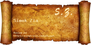 Simek Zia névjegykártya